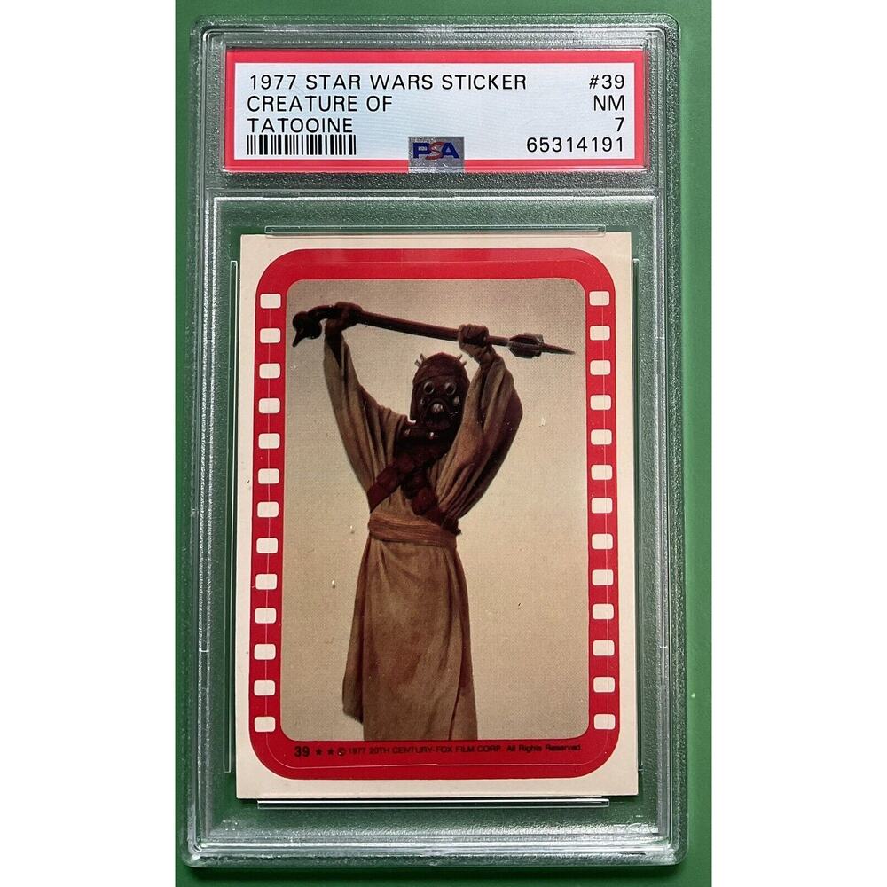 Star Wars 1977 Tusken Creature of Tatooine Sticker Card #39 PSA 7 CERT#65314191